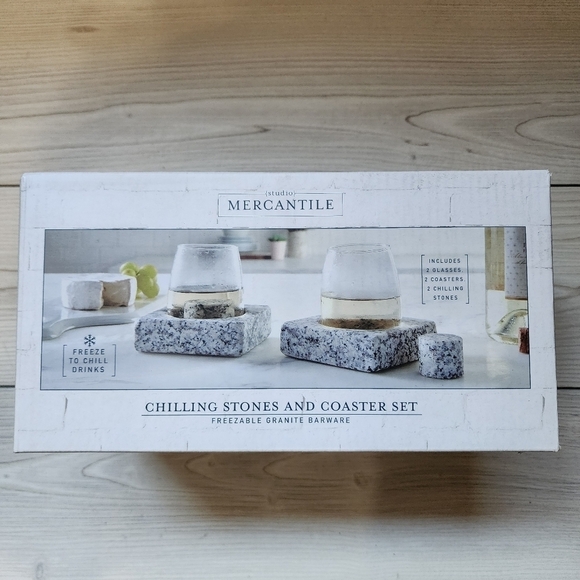 Studio Mercantile Other - Studio Mercantile Wine Glasses Chilling Stones and Coaster Set